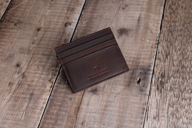 Personalised Engraved Brown Leather Card Holder Wallet