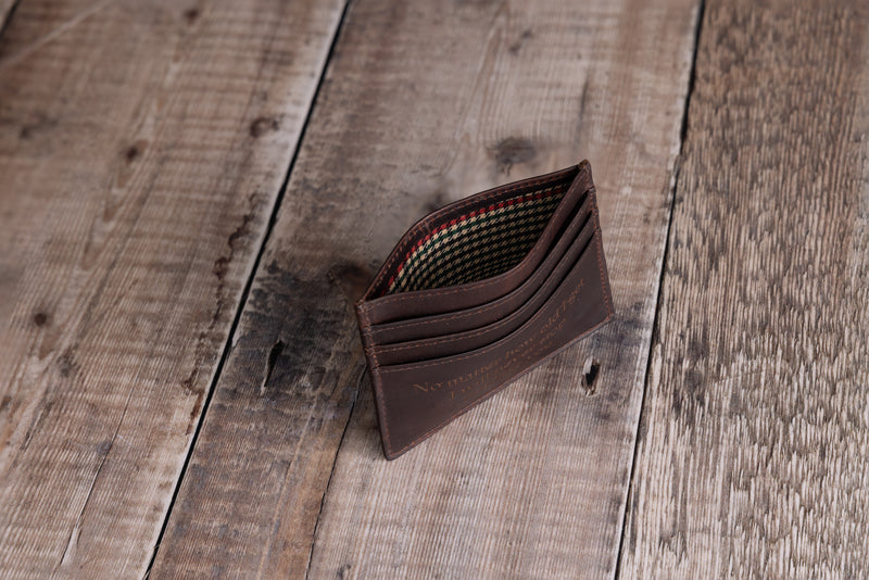 Personalised Engraved Brown Leather Card Holder Wallet