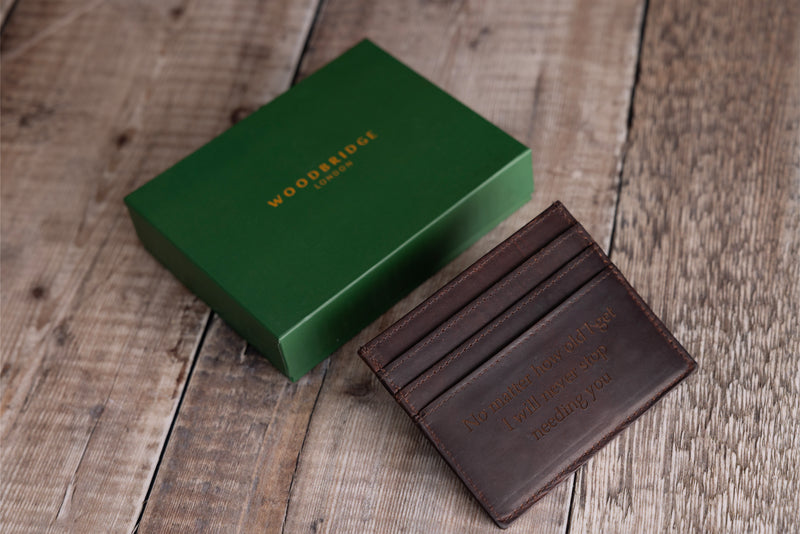 Personalised Engraved Brown Leather Card Holder Wallet