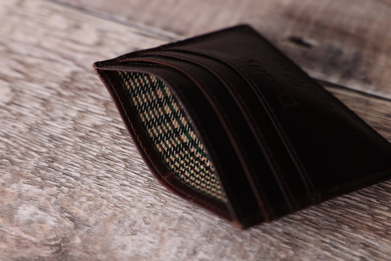 Personalised Engraved Brown Leather Card Holder Wallet
