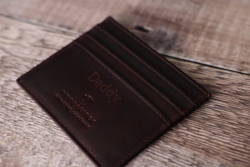 Personalised Engraved Brown Leather Card Holder Wallet
