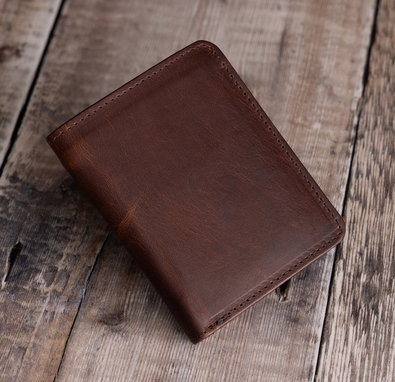 Personalised Engraved Brown Trifold Leather Wallet