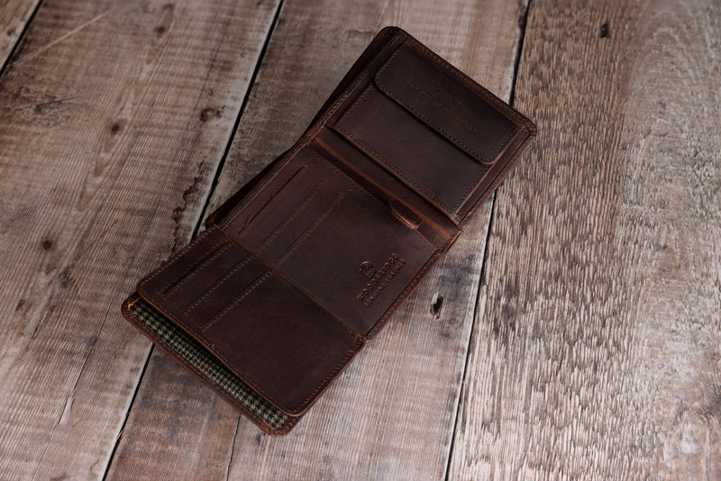 Personalised Engraved Brown Trifold Leather Wallet