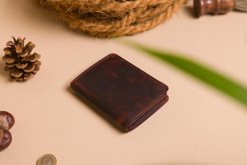 Personalised Engraved Brown Trifold Leather Wallet