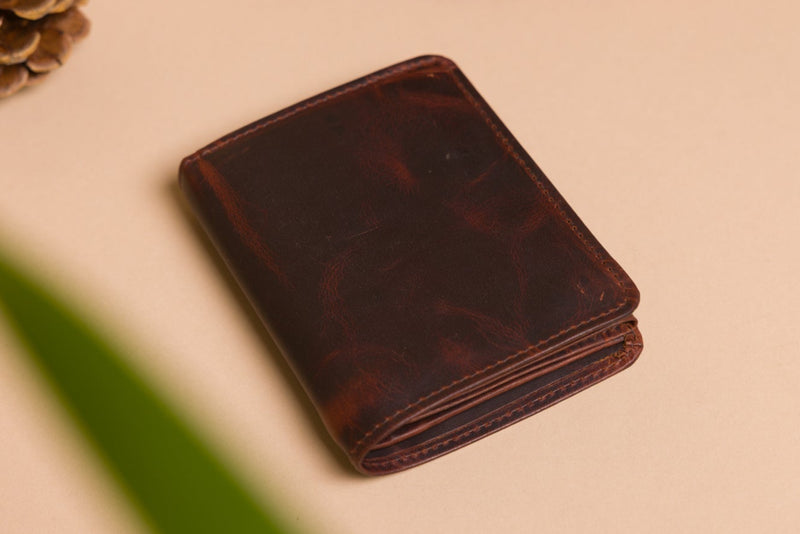 Personalised Engraved Brown Trifold Leather Wallet