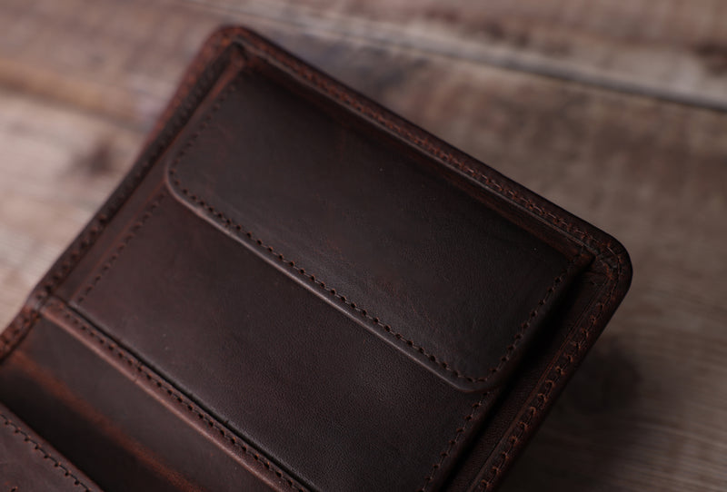 Personalised Engraved Brown Trifold Leather Wallet