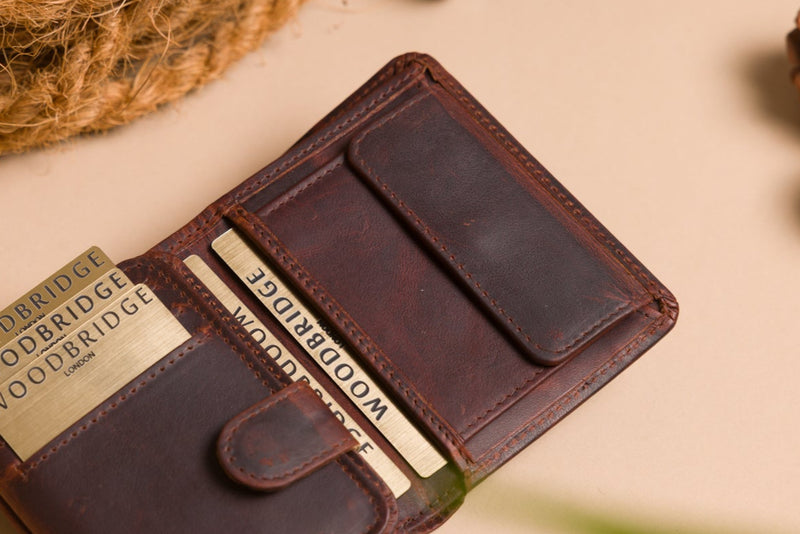 Personalised Engraved Brown Trifold Leather Wallet