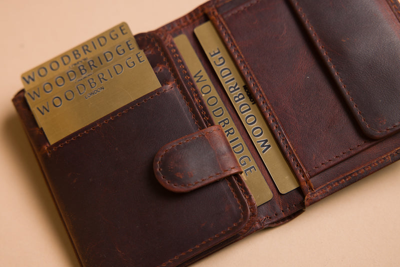 Personalised Engraved Brown Trifold Leather Wallet