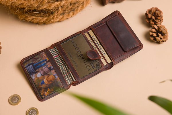 Personalised Engraved Brown Trifold Leather Wallet