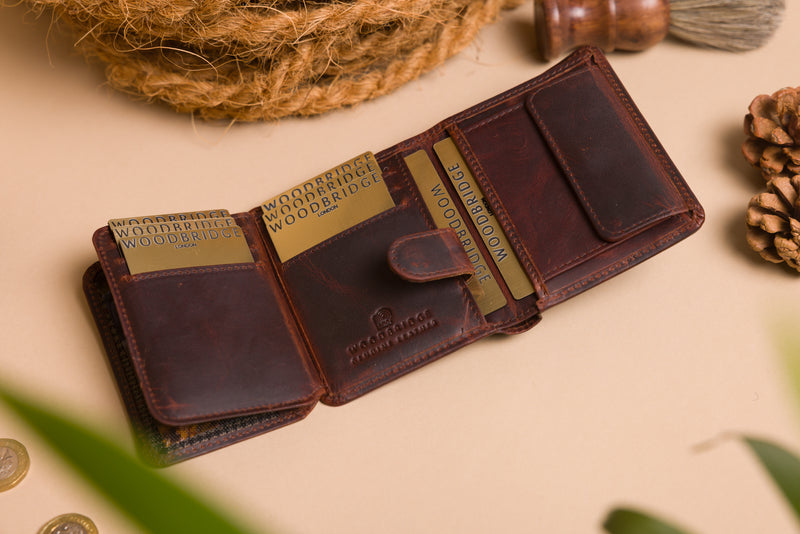Personalised Engraved Brown Trifold Leather Wallet