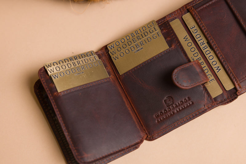 Personalised Engraved Brown Trifold Leather Wallet