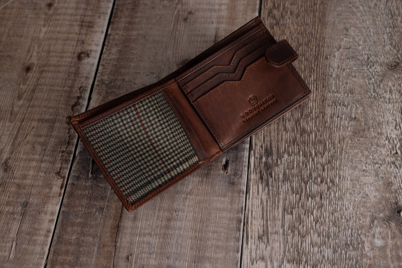 Personalised Engraved Brown Bifold Leather Wallet With Big Zip Coin Pocket