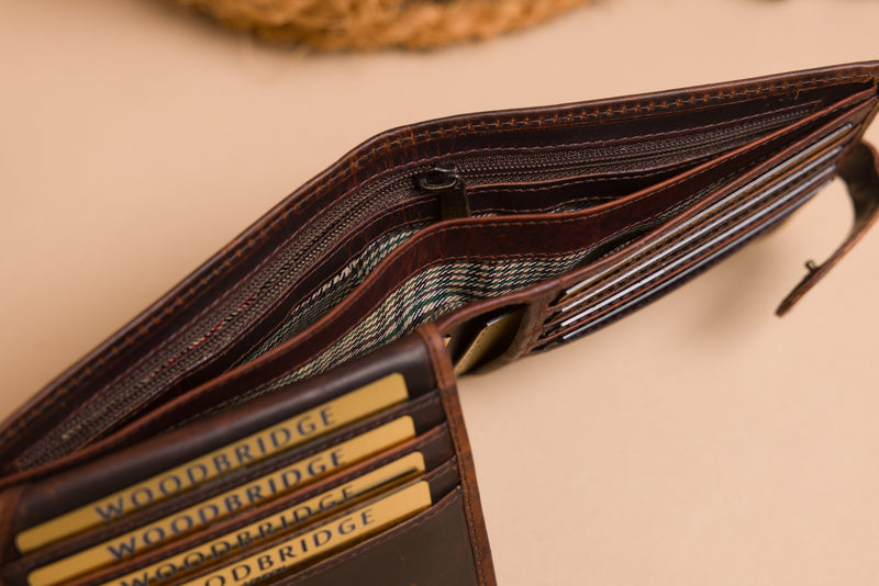 Personalised Engraved Brown Bifold Leather Wallet With Card Holder