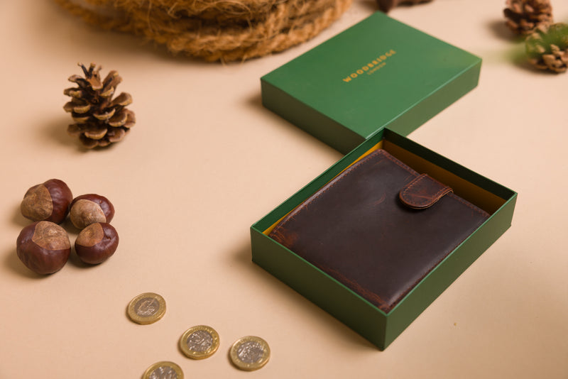 Personalised Engraved Brown Bifold Leather Wallet With Card Holder