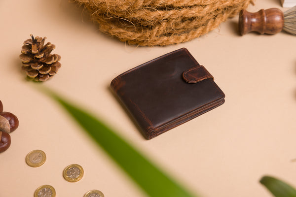 Personalised Engraved Brown Bifold Leather Wallet With Card Holder