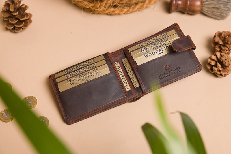 Personalised Engraved Brown Bifold Leather Wallet With Card Holder