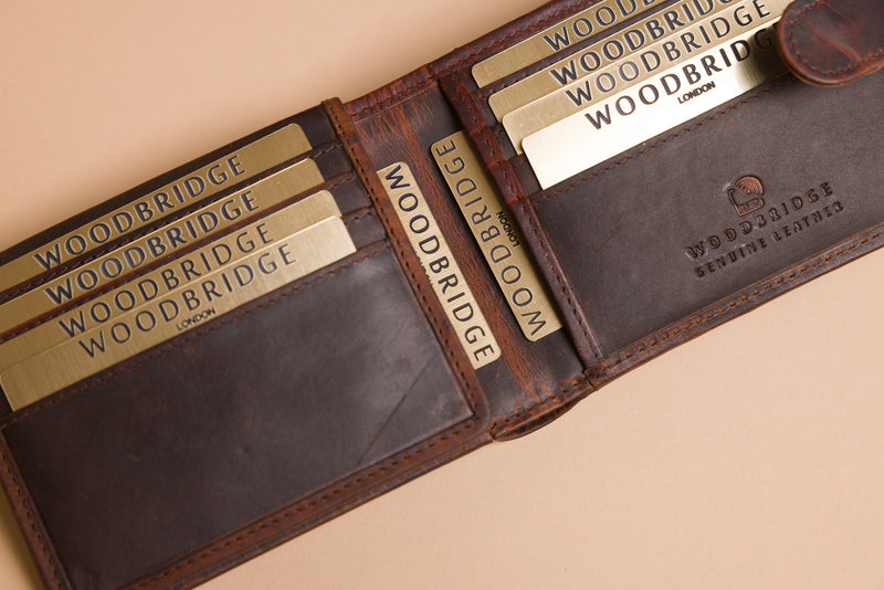 Personalised Engraved Brown Bifold Leather Wallet With Card Holder