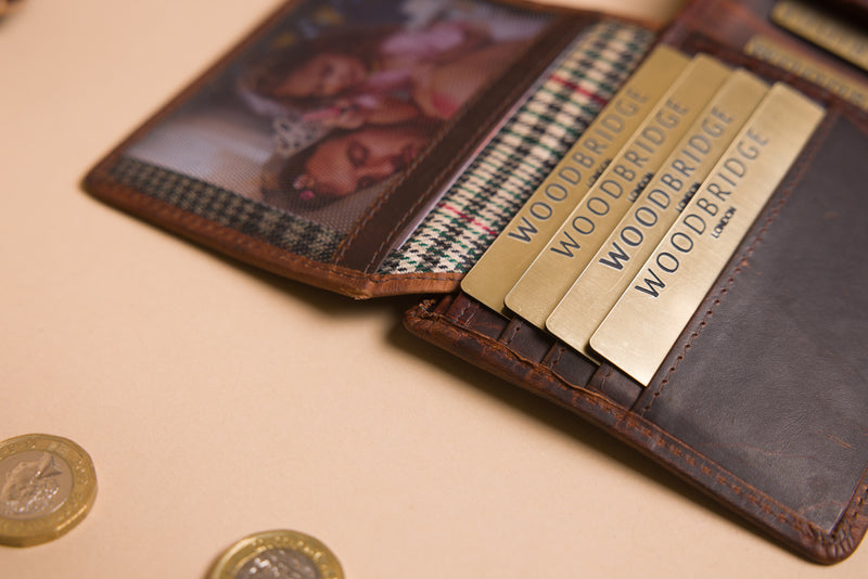 Personalised Engraved Brown Bifold Leather Wallet With Card Holder