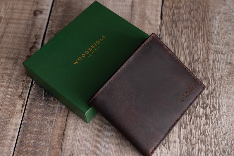 Personalised Engraved Brown Bifold Leather Wallet With Zip Coin Pocket