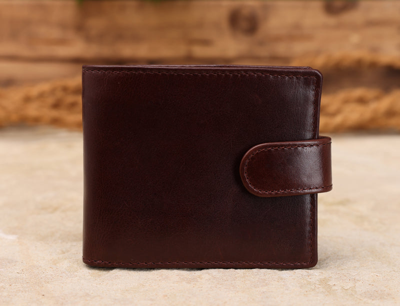 Personalised Engraved Dark Brown Bifold Leather Wallet With Coin Pocket