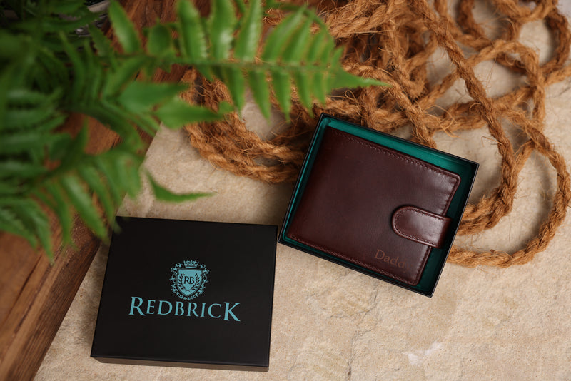 Personalised Engraved Dark Brown Bifold Leather Wallet With Coin Pocket