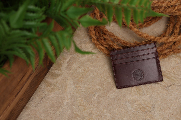 Personalised Engraved Dark Brown Leather Card Holder Wallet
