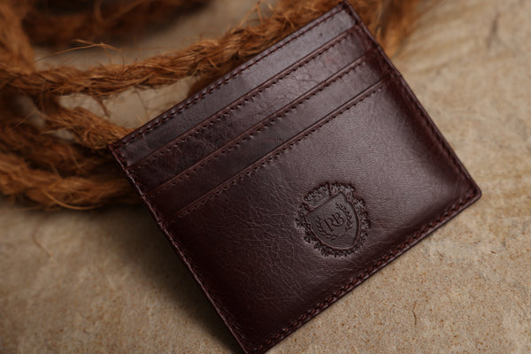 Personalised Engraved Dark Brown Leather Card Holder Wallet