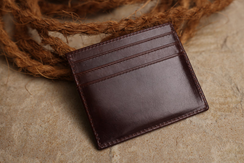 Personalised Engraved Dark Brown Leather Card Holder Wallet