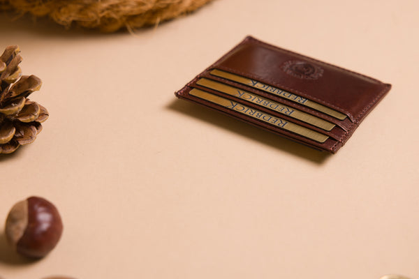Personalised Engraved Dark Brown Leather Card Holder Wallet