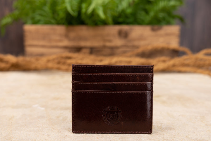 Personalised Engraved Dark Brown Leather Card Holder Wallet