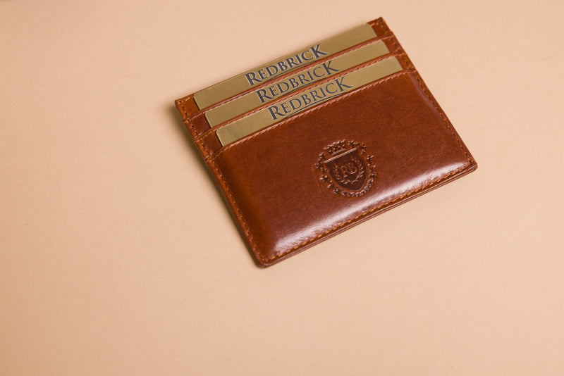 Personalised Cognac Leather Card Holder – Slim RFID Wallet