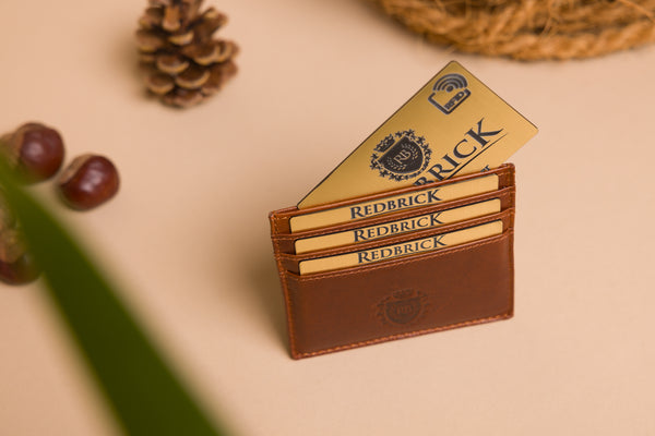 Personalised Engraved Cognac Leather Card Holder Wallet