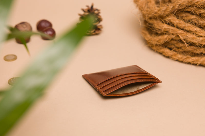 Personalised Cognac Leather Card Holder – Slim RFID Wallet