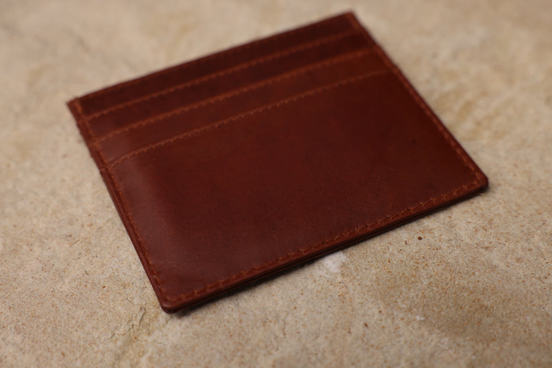 Personalised Engraved Cognac Leather Card Holder Wallet