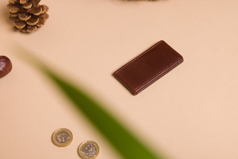 Personalised Engraved Dark Brown Leather Money Clip