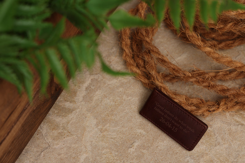 Personalised Engraved Dark Brown Leather Money Clip