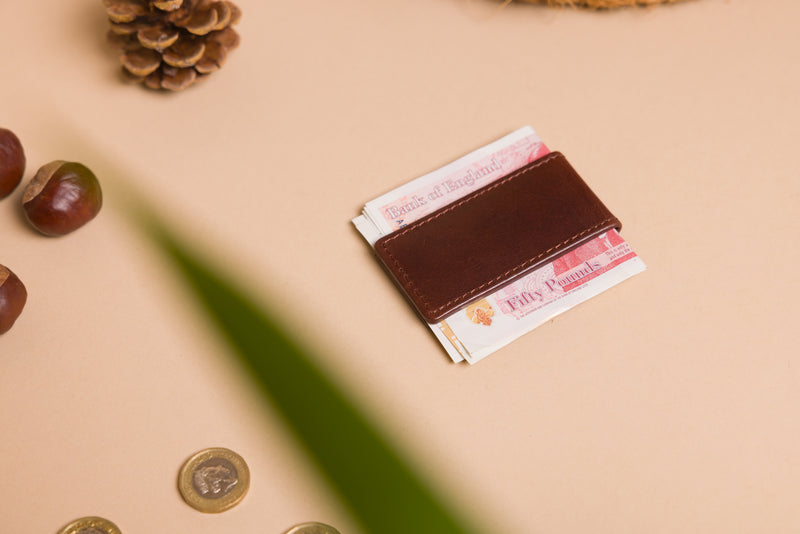 Personalised Engraved Dark Brown Leather Money Clip