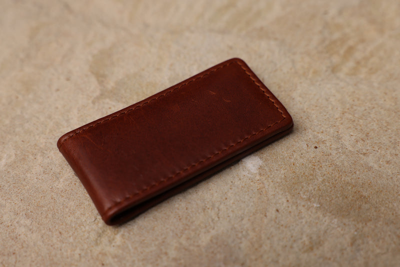 Personalised Engraved Cognac Leather Money Clip