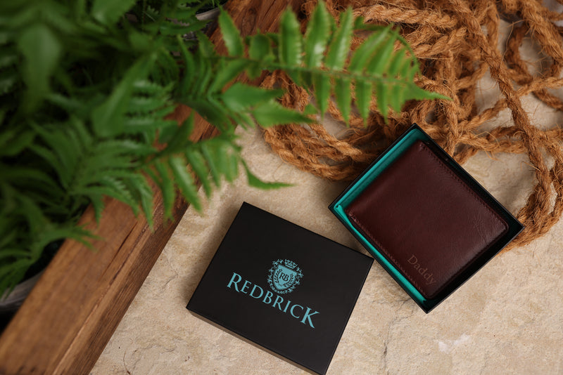 Personalised Engraved Dark Brown Bifold Zip Around Leather Wallet