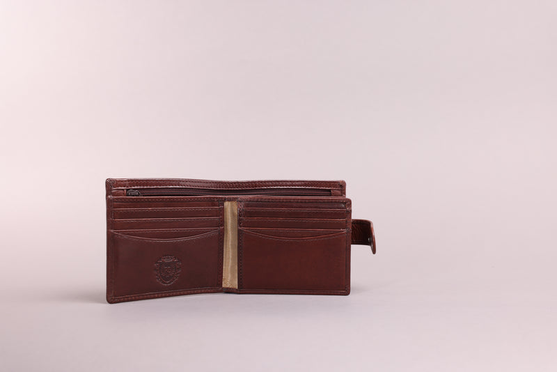 Personalised Engraved Dark Brown Bifold Leather Wallet With Coin Pocket & Credit Card Slots