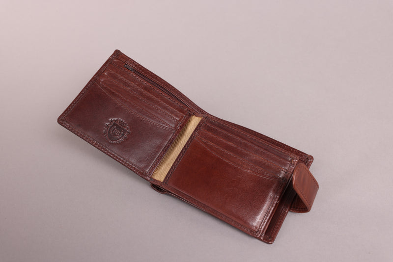 Personalised Engraved Dark Brown Bifold Leather Wallet With Coin Pocket & Credit Card Slots