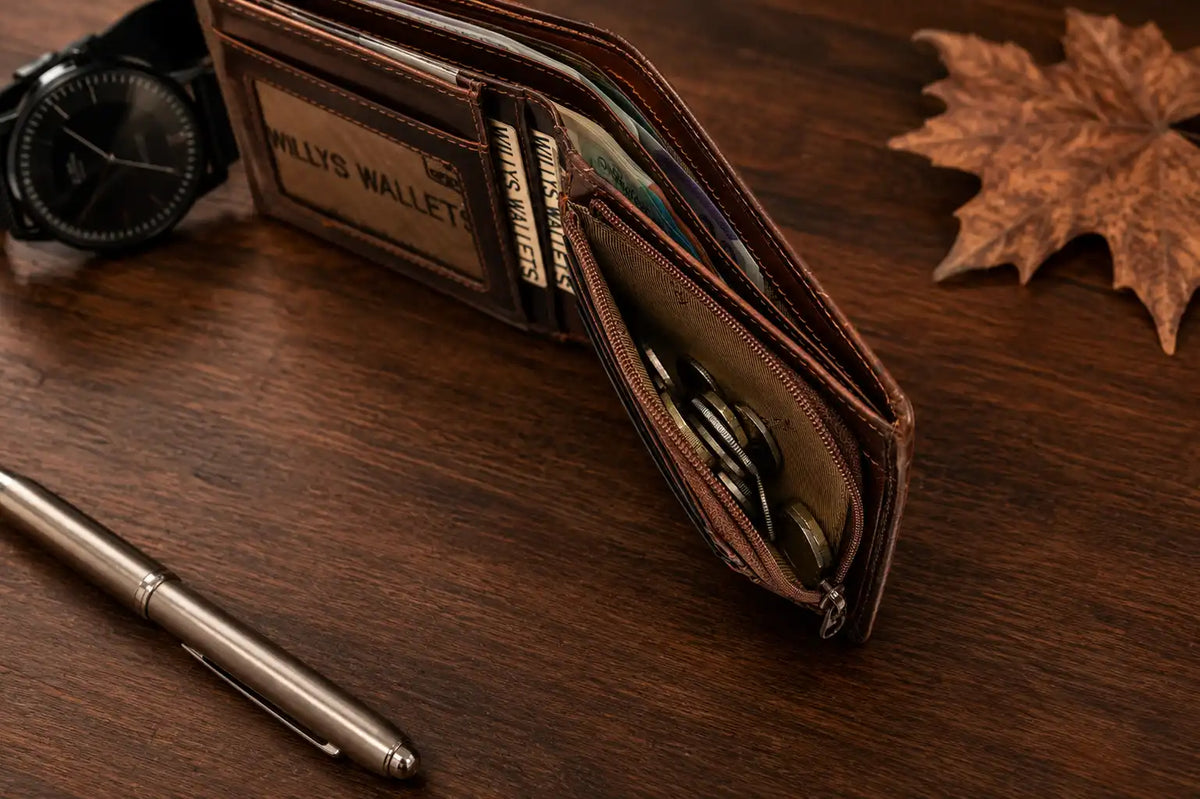 Personalised Cognac Leather Wallet – Classic Bifold RFID Wallet