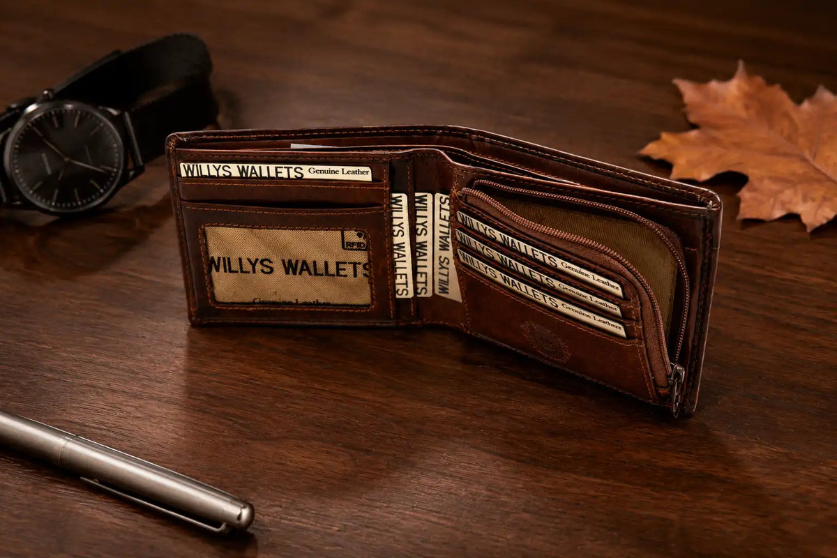 Personalised Cognac Leather Wallet – Classic Bifold RFID Wallet