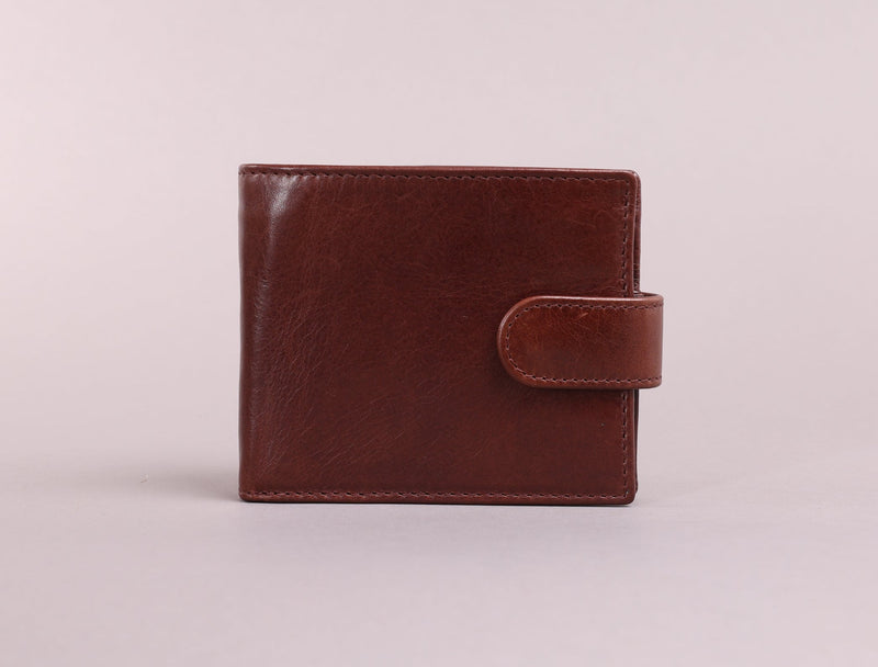 Personalised Engraved Dark Brown Bifold Leather Wallet With Coin Pocket