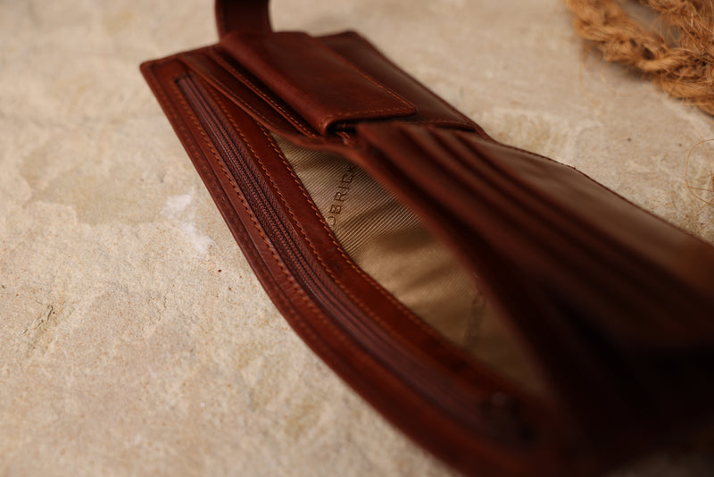 Personalised Engraved Cognac Bifold Leather Wallet With Coin Pocket