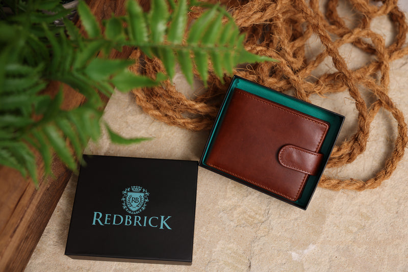 Personalised Engraved Cognac Bifold Leather Wallet With Coin Pocket