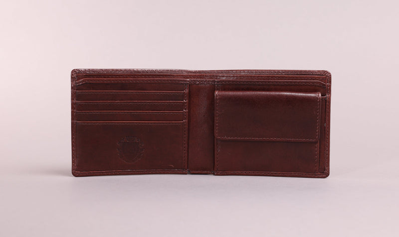 Personalised Engraved Dark Brown Bifold Leather Wallet