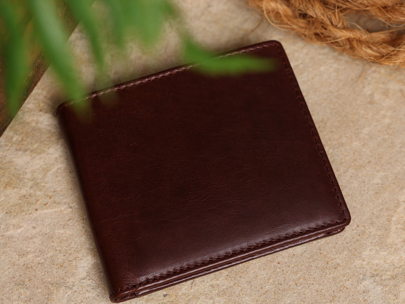 Personalised Engraved Dark Brown Bifold Leather Wallet