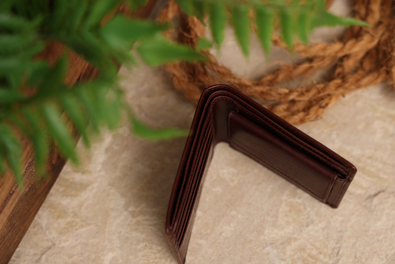 Personalised Engraved Dark Brown Bifold Leather Wallet