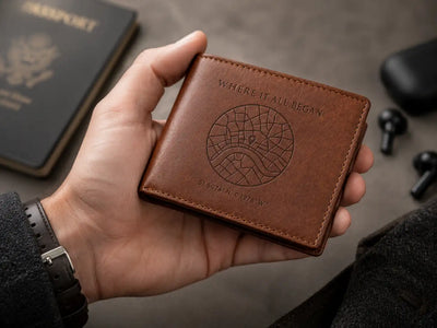 Personalised Cognac Leather Wallet – Bifold RFID Wallet for Men